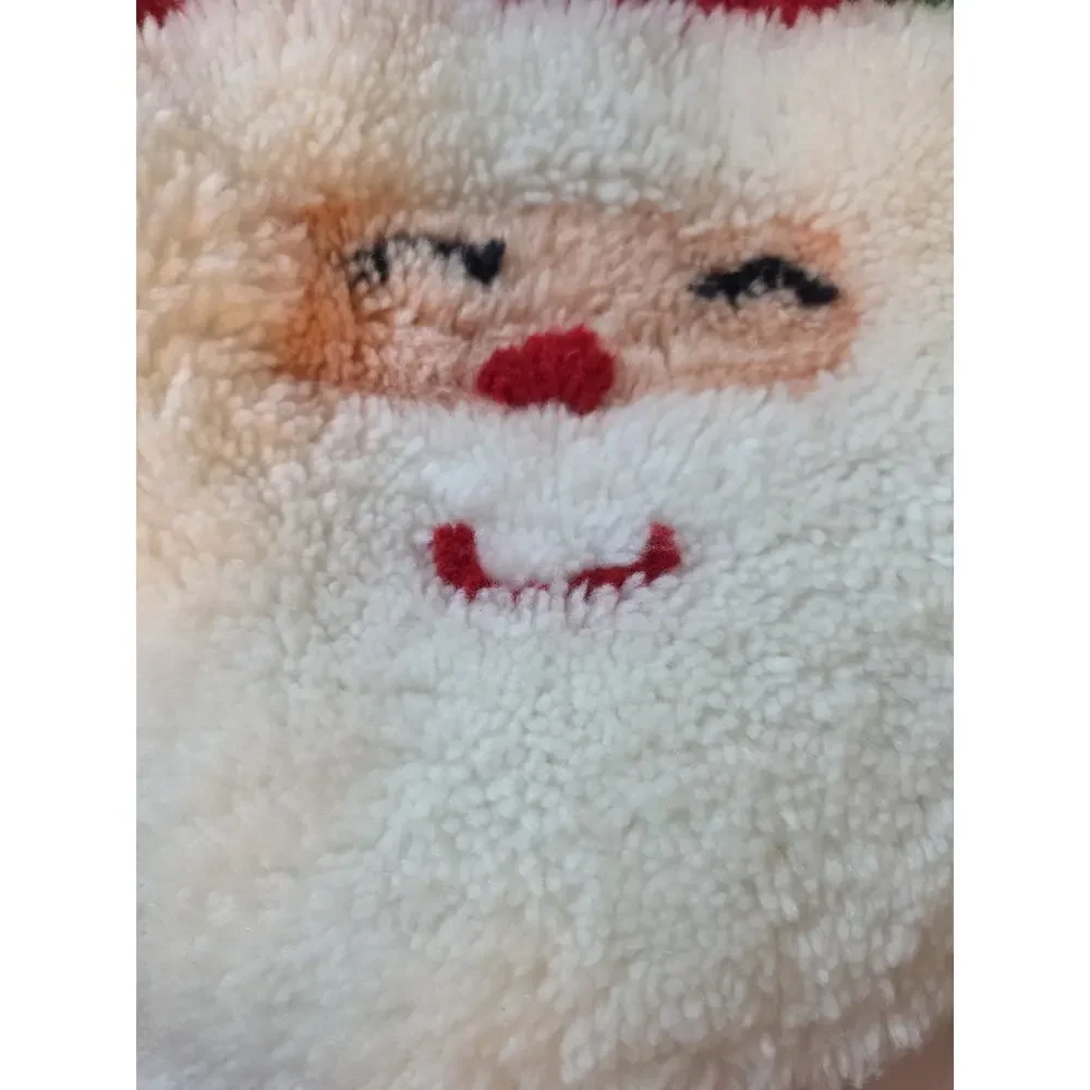 Unused MCM Vtg Red MERRY CHRISTMAS Chenille BATH TOILET SEAT Lid COVER Bathroom
